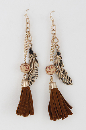 Aztec Feather Charm Earrings 5LAE6